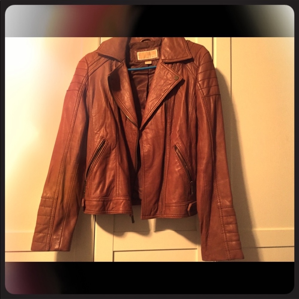 Michael Kors cognac leather jacket